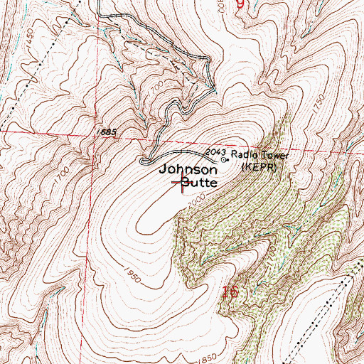 Topographic Map of KIOK-FM (Richland), WA