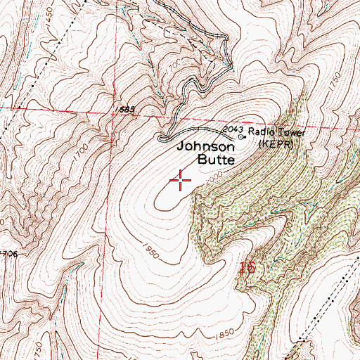 Topographic Map of KOTY-FM (Richland), WA