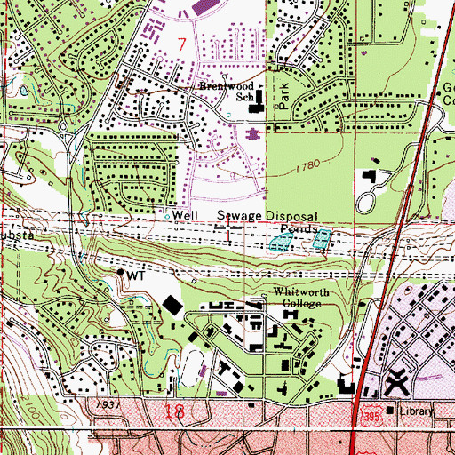 Topographic Map of KWRS-FM (Spokane), WA