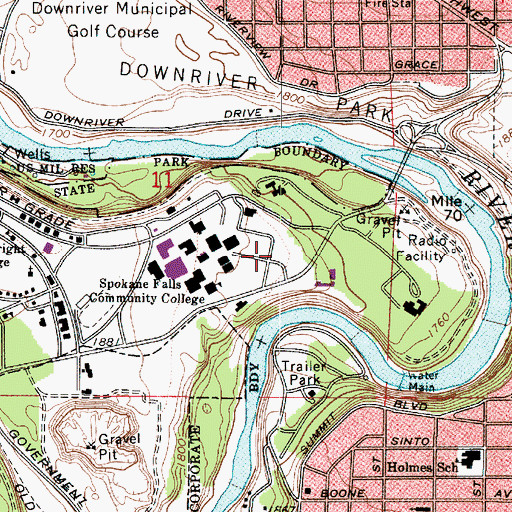Topographic Map of KSFC-FM (Spokane), WA