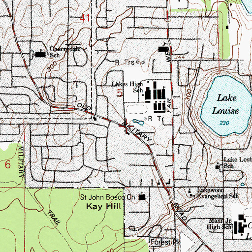 Topographic Map of KVTI-FM (Tacoma), WA