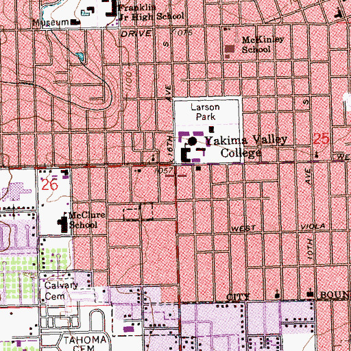 Topographic Map of KYSC-FM (Yakima), WA