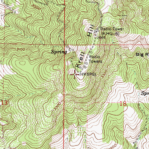 Topographic Map of KSPS-TV (Spokane), WA