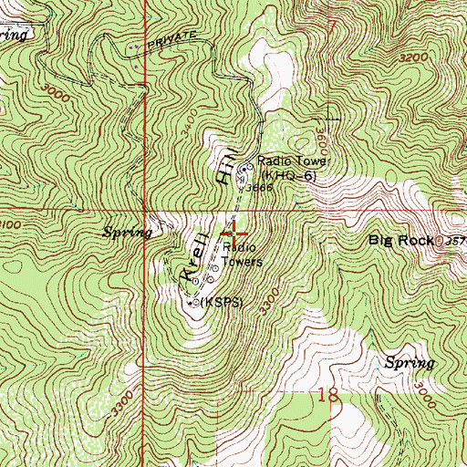 Topographic Map of KAYU-TV (Spokane), WA
