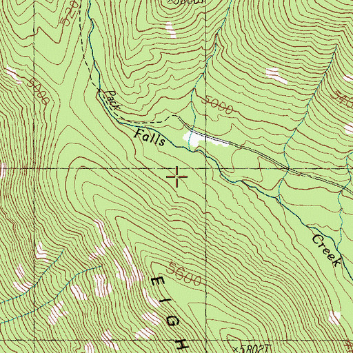 Topographic Map of Falls Creek Trail, WA