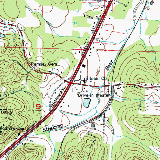 Topographic Map of Siloam Baptist Church, AL