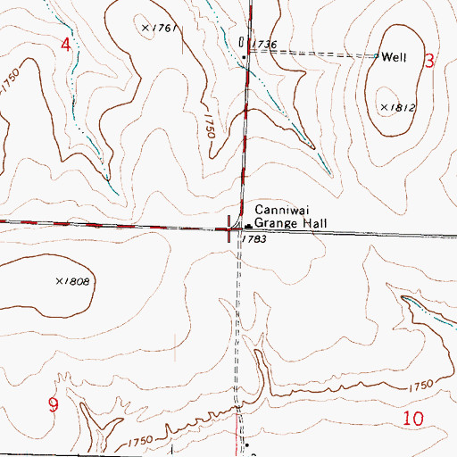 Topographic Map of Canniwai Grange Hall, WA