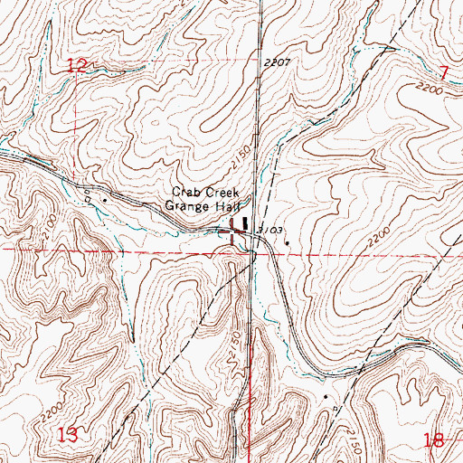 Topographic Map of Crab Creek Grange Hall, WA