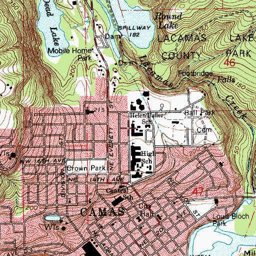 Topographic Map of Helen Baller Elementary School, WA