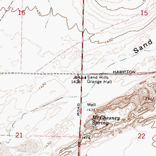 Topographic Map of Sand Hills Grange Hall, WA