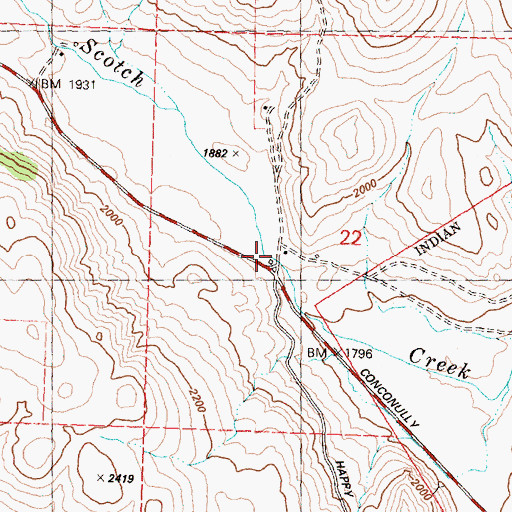 Topographic Map of Scotch Creek Grange Hall, WA