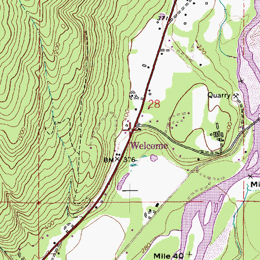 Topographic Map of Welcome Grange Hall, WA