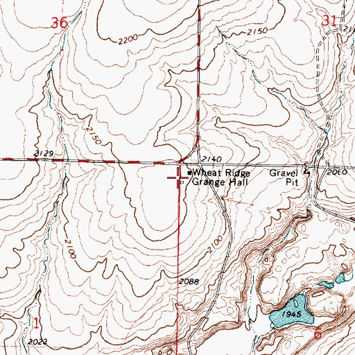 Topographic Map of Wheat Ridge Grange Hall, WA