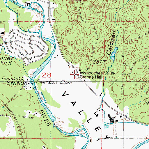 Topographic Map of Wynoochee Valley Grange, WA