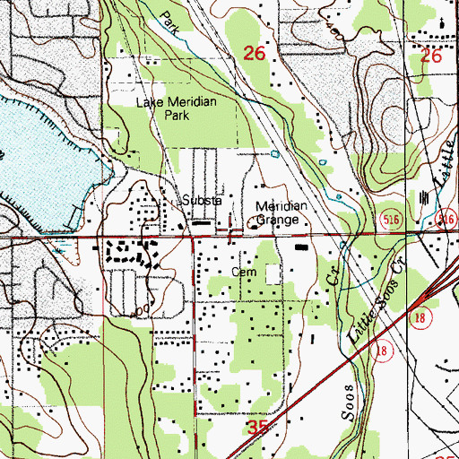 Topographic Map of Meridian Grange, WA