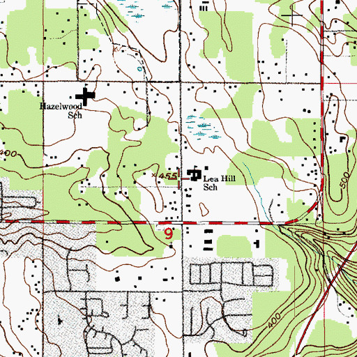 Topographic Map of Lea Hill Elementary School, WA