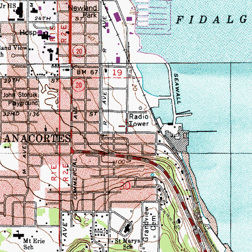 Topographic Map of KLKI-AM (Anacortes), WA