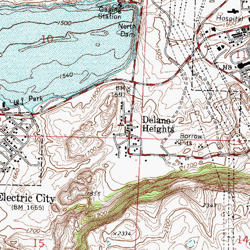Topographic Map of KEYG-AM (Grand Coulee), WA