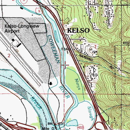 Topographic Map of KLOG-AM (Kelso), WA
