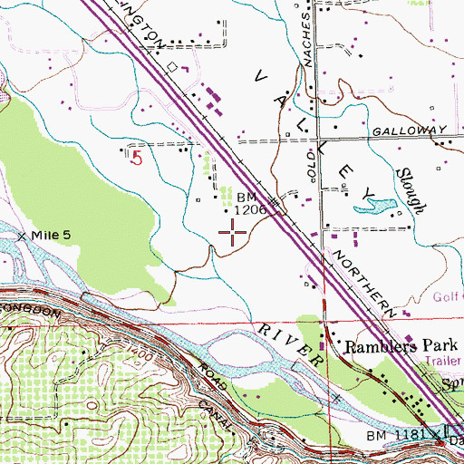 Topographic Map of KUTI-AM (Selah), WA