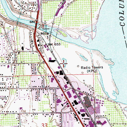 Topographic Map of KPQ-AM (Wenatchee), WA