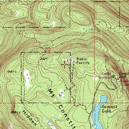 Topographic Map of KAFE-FM (Bellingham), WA