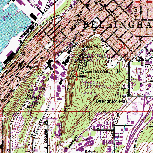 Topographic Map of KUGS-FM (Bellingham), WA