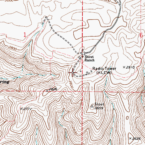 Topographic Map of KCLK-FM (Clarkston), WA