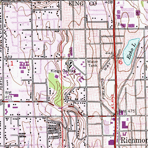 Topographic Map of KCMS-FM (Edmonds), WA