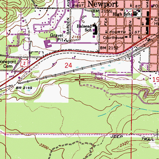 Topographic Map of KUBS-FM (Newport), WA