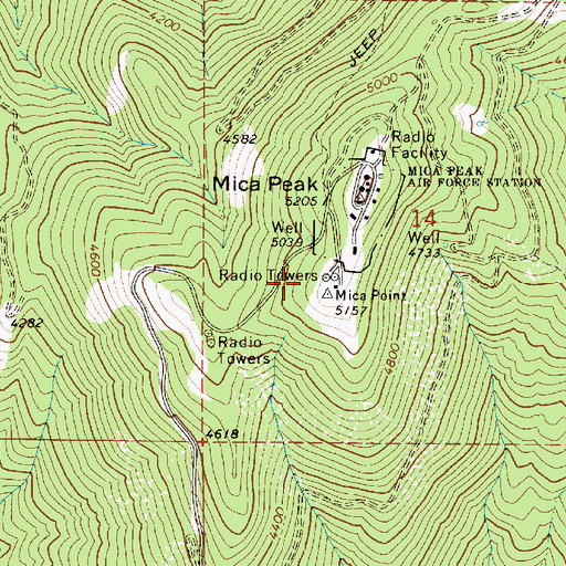 Topographic Map of KMBI-FM (Spokane), WA