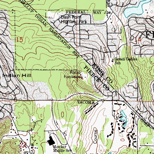 Topographic Map of KTPS-FM (Tacoma), WA