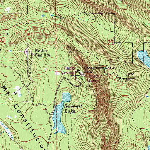 Topographic Map of KVOS-TV (Bellingham), WA