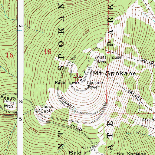 Topographic Map of KXLY-TV (Spokane), WA