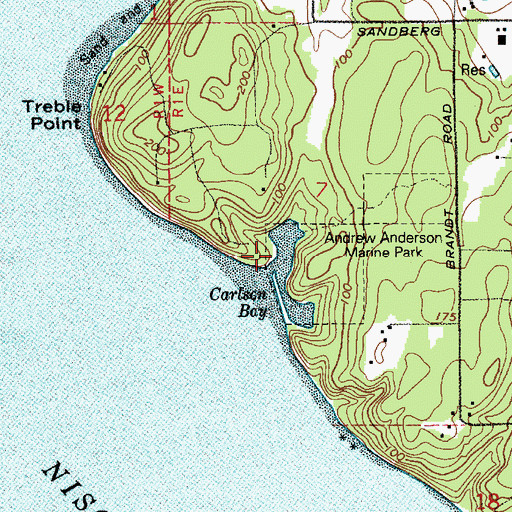 Topographic Map of Carlson Bay, WA