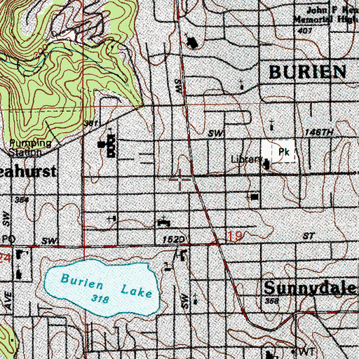 Topographic Map of Burien, WA