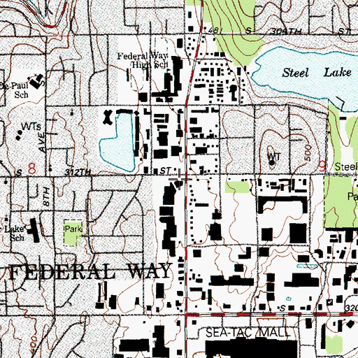Topographic Map of Federal Way, WA