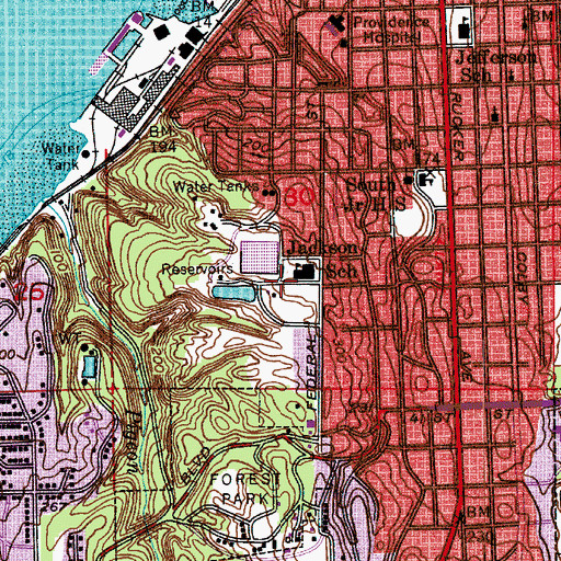 Topographic Map of Jackson Elementary School, WA