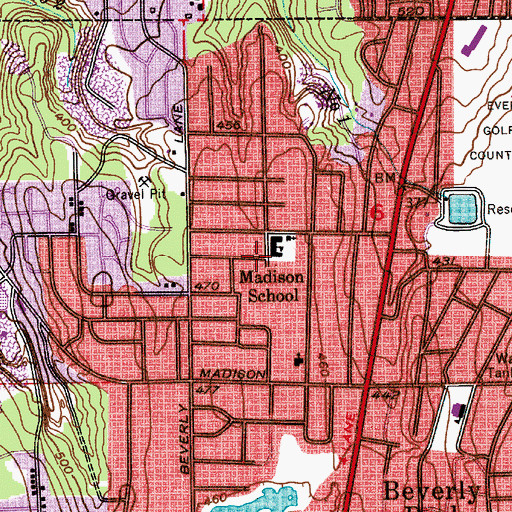 Topographic Map of Madison Elementary School, WA