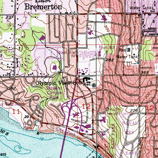 Topographic Map of Olympic View Elementary School, WA