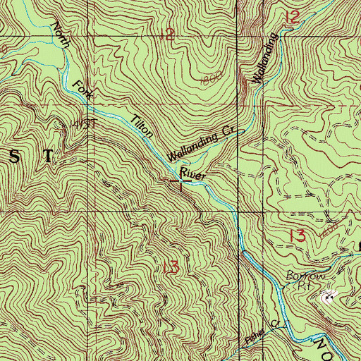 Topographic Map of Wallanding Creek, WA