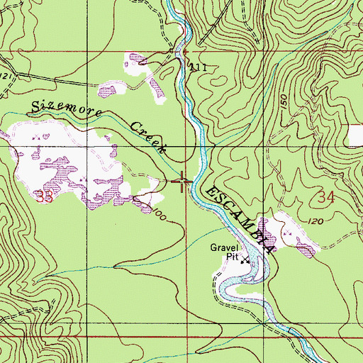 Topographic Map of Sizemore Creek, AL