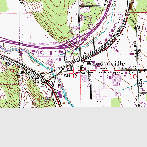 Topographic Map of Woodinville, WA