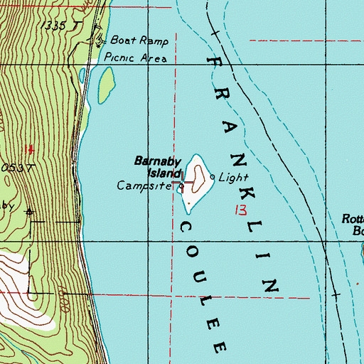 Topographic Map of Barnaby Island, WA