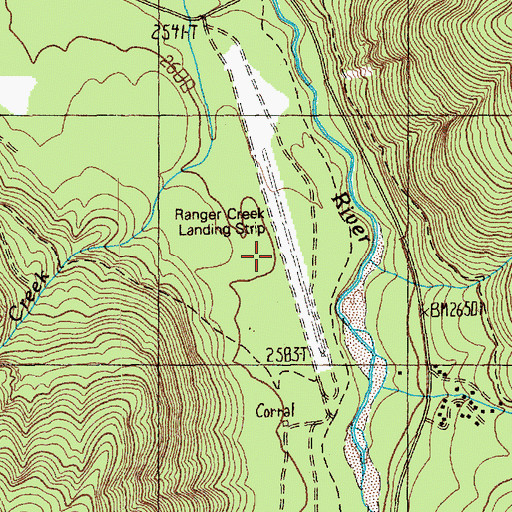 Topographic Map of Ranger Creek Airport, WA