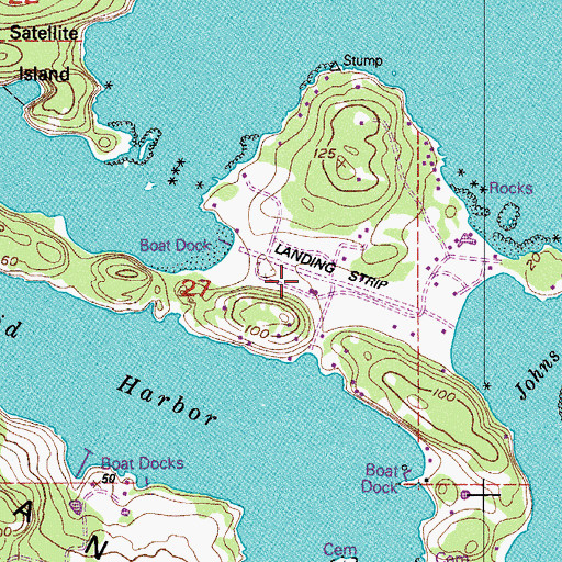 Topographic Map of Stuart Island Airpark, WA