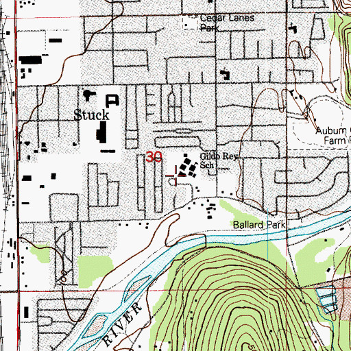 Topographic Map of South Auburn Elementary School, WA
