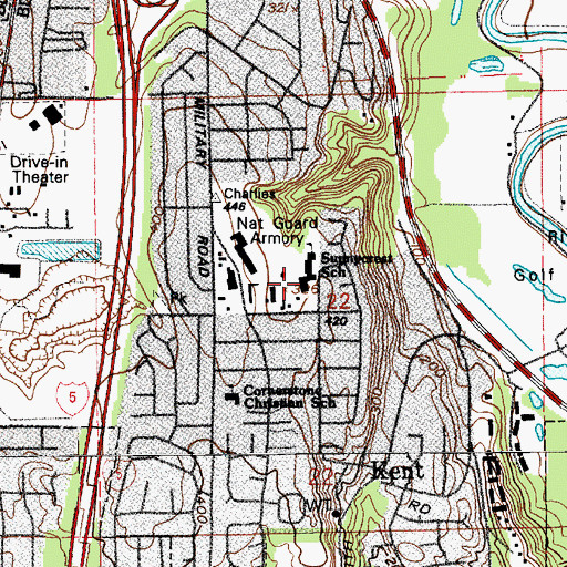 Topographic Map of Sunnycrest Elementary School, WA