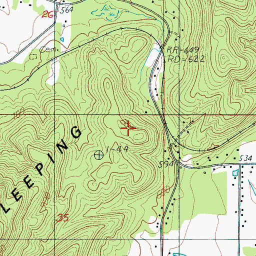 Topographic Map of Sleeping Giant, AL