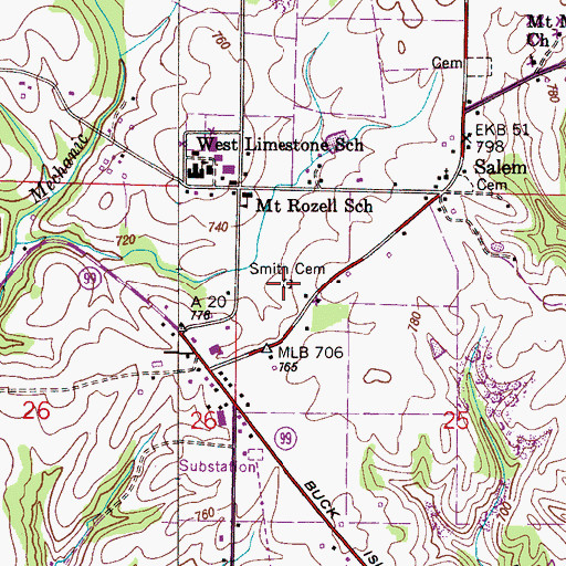 Topographic Map of Smith Cemetery, AL